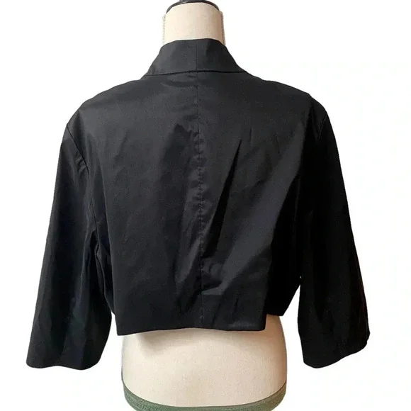 Vintage Niteline Black Open Front Bolero Jacket Cropped Formal Layering Large - Picture 9 of 13